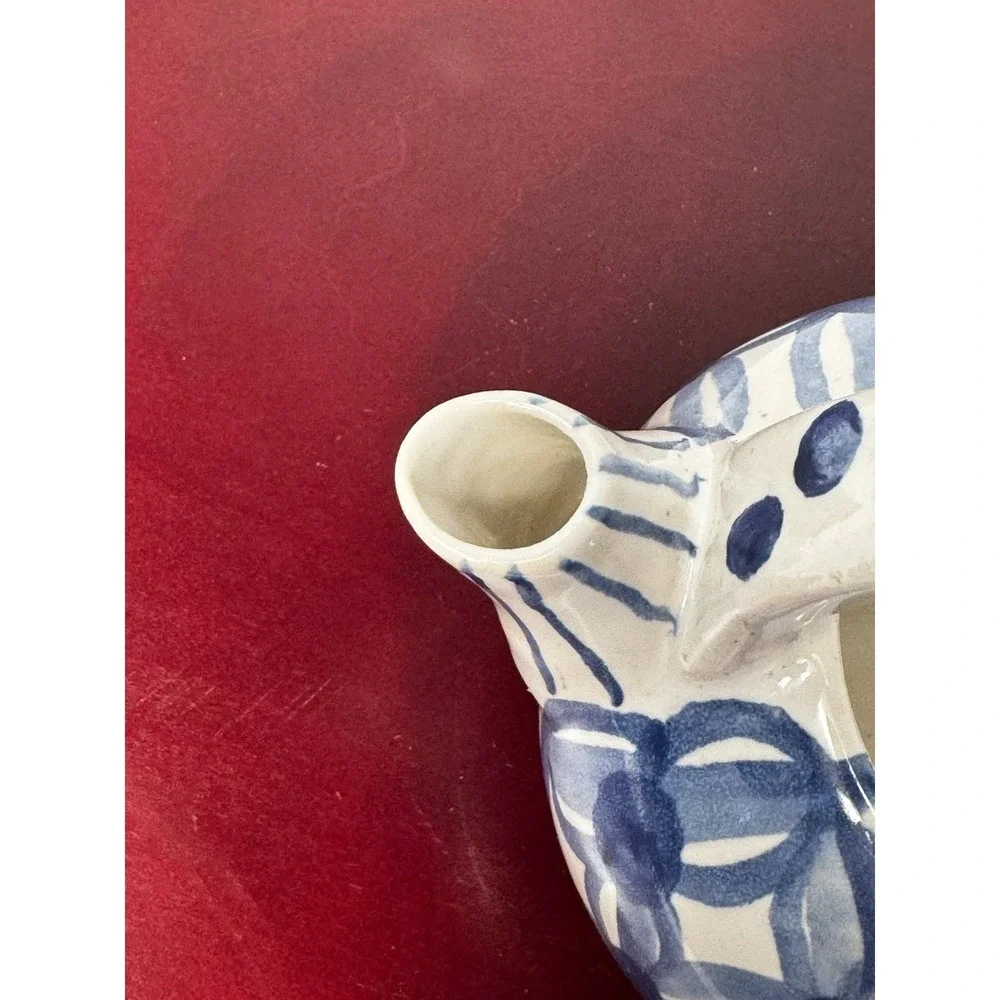 Vintage Blue and White Tea Pot with Lid, Asian Design